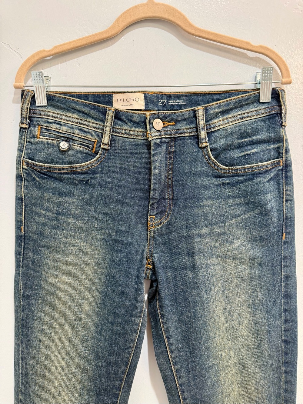 Anthropologie Pilcro & the Letterpress Straight-Leg Jeans Mid Rise Blue Size 27 - Picture 4 of 10